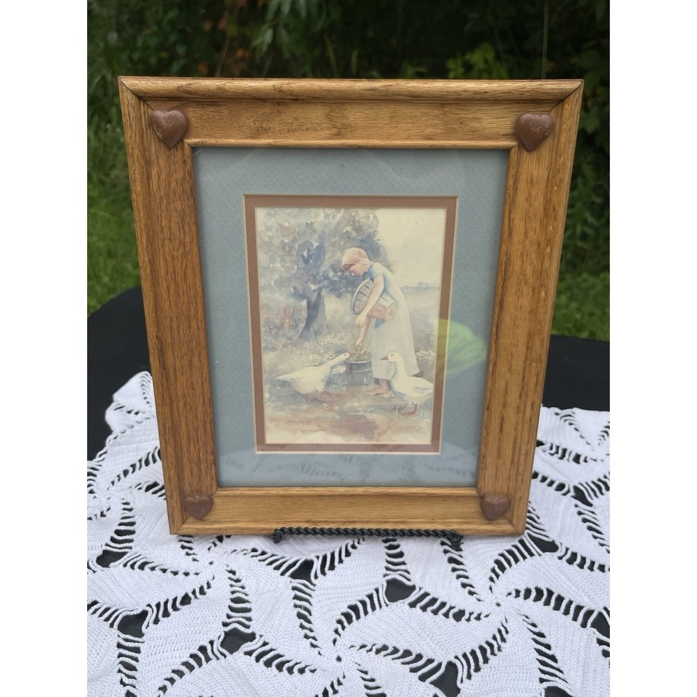 Vintage Country goose heart framed photo print decor 8x10